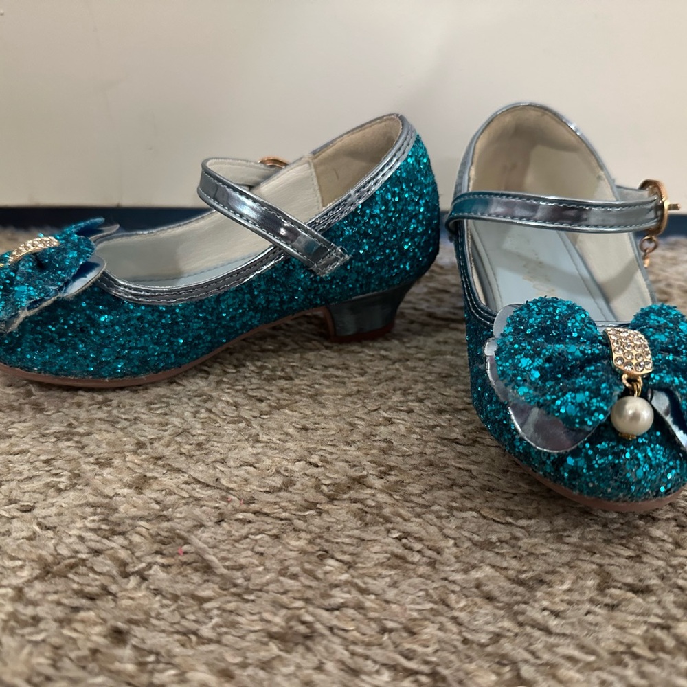 Glittery Blue Kids Mary Jane Shoes